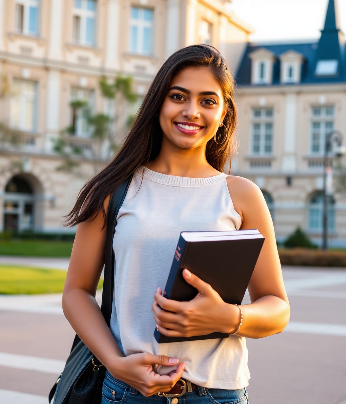 Language Pro student outside a German university