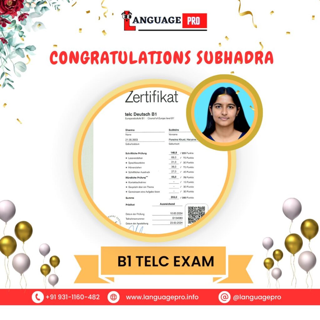 Subhadra Telc Result 2024