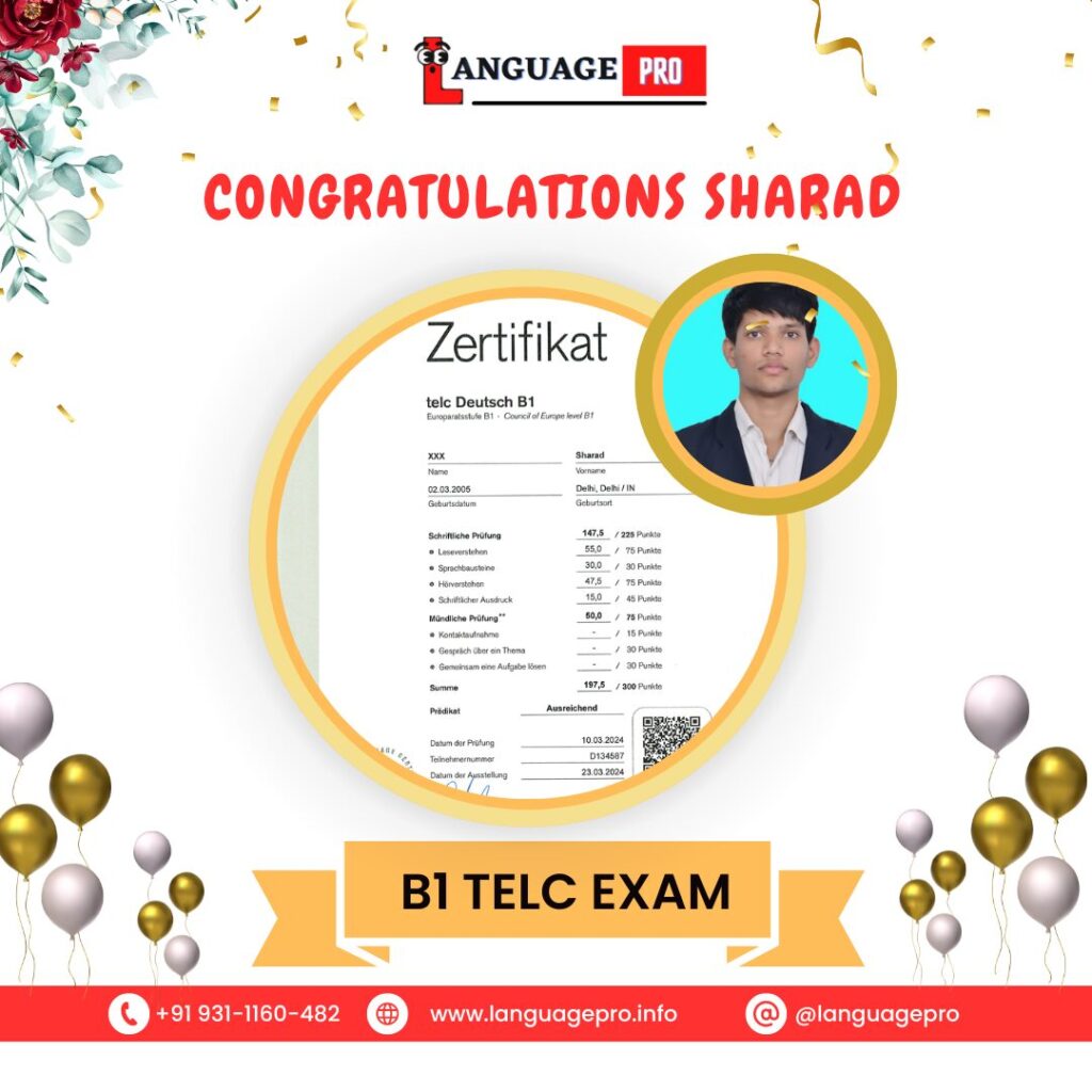 Sharad Telc Exam Result 2024